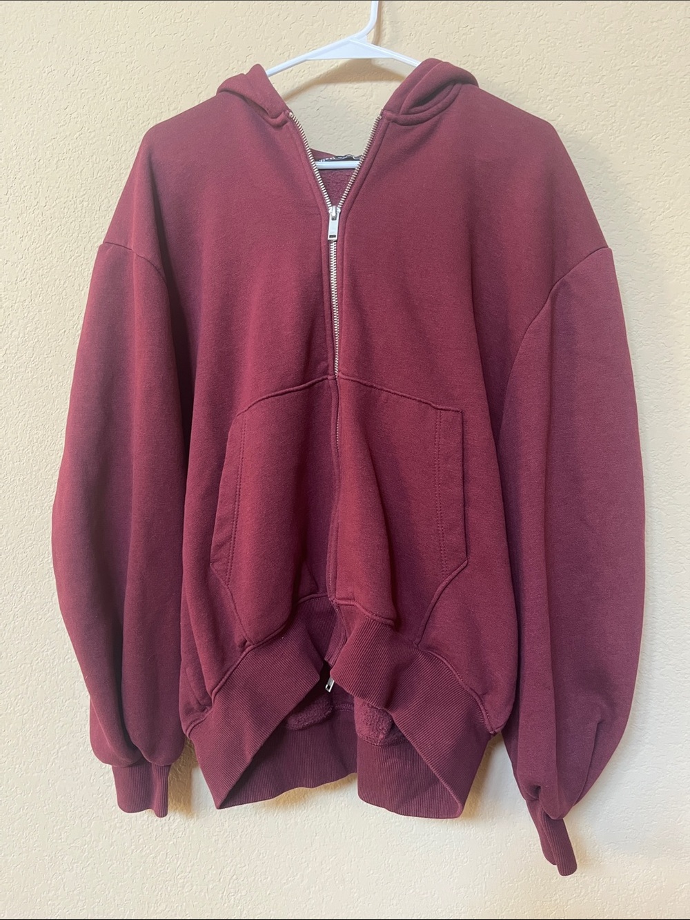 ZARA Women’s Zip-Up Hoodie Sweater - Burgundy